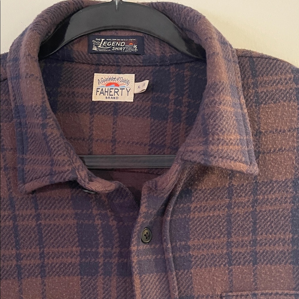 Faherty Purple and Brown Plaid Shirt